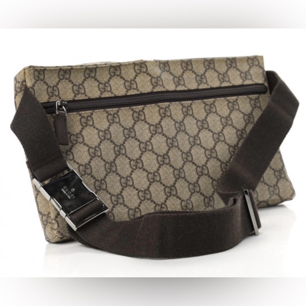 Gucci GG Monogram Double Pocket Belt Bag Dark Brown - used/shows wear - Picture 3 of 12
